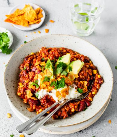 Chili sin Carne mit roten Linsen