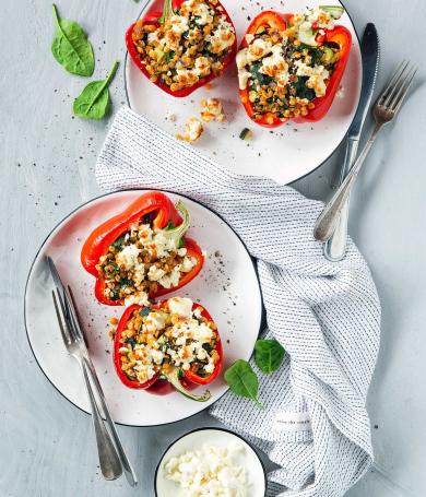 Gefullte Paprika Mit Feta Und Linsen Simply Yummy
