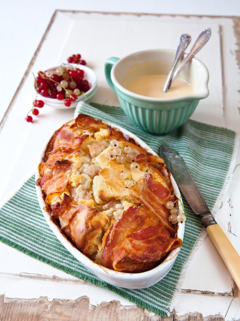 Birnenauflauf mit Speck