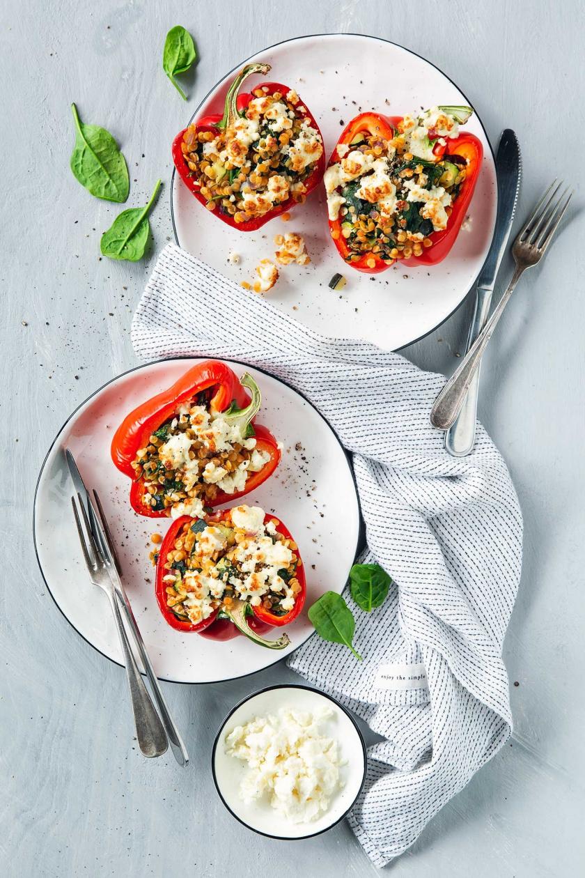 Gefüllte Paprika mit Feta und Linsen | Simply Yummy