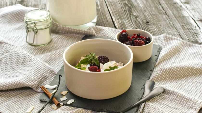 Low Carb Porridge in Schale angerichtet.