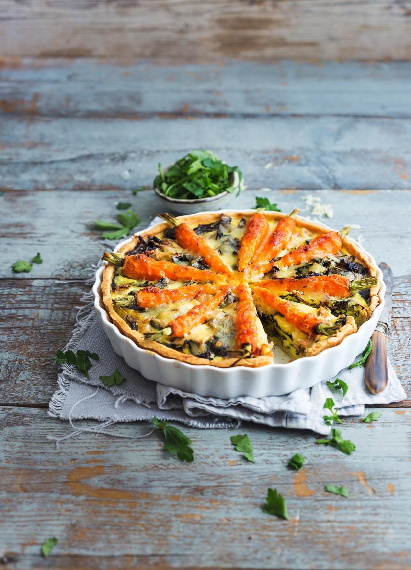 Karotten-Quiche mit Mangold: einfaches Rezept