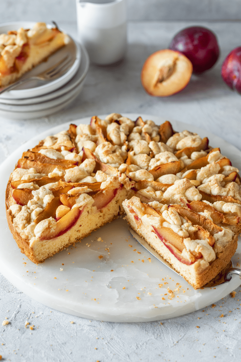 Einfacher Pflaumenkuchen mit Streuseln