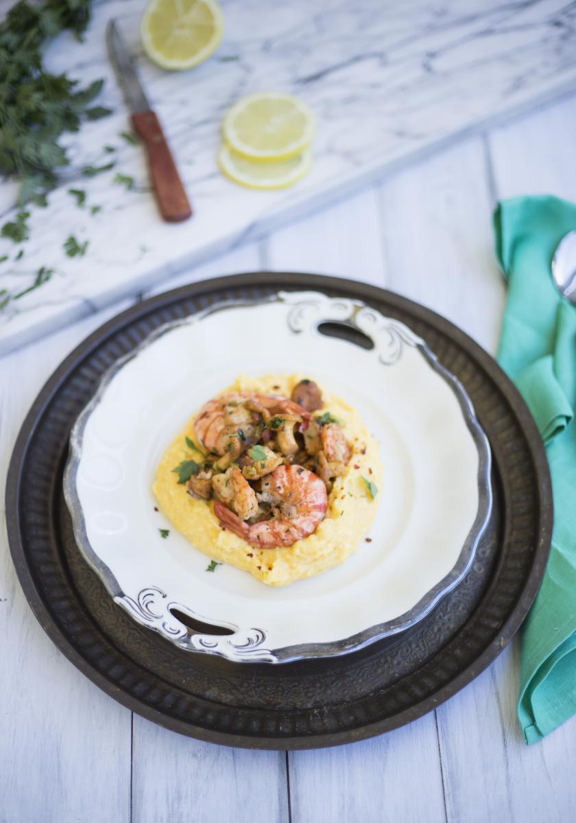Polenta mit Pfifferlingen und Scampis | Simply Yummy