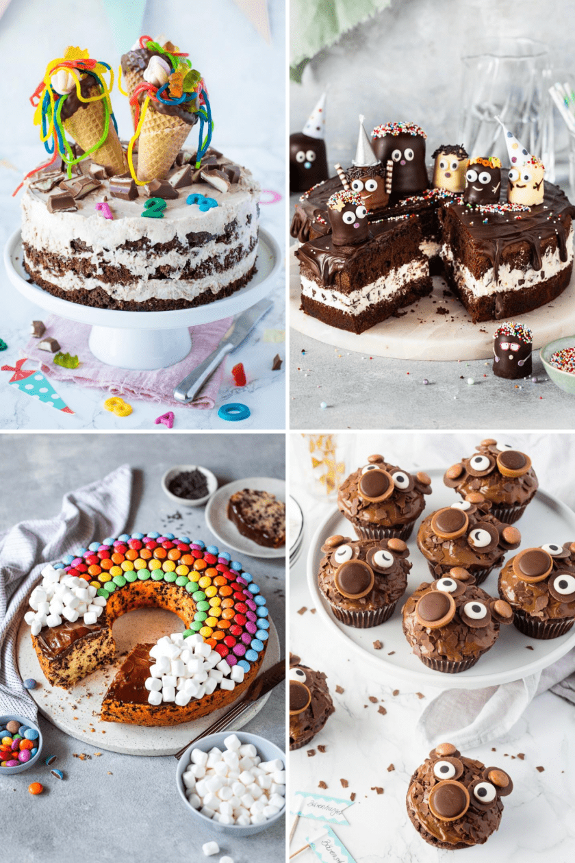 Vier verschiedene Kuchen zur Einschulung