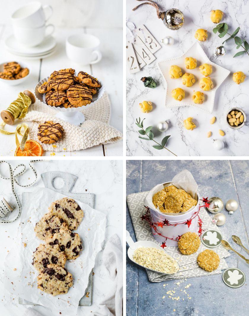 Vier verschiedene Bilder zu einem Bild für Low Carb Plätzchen.