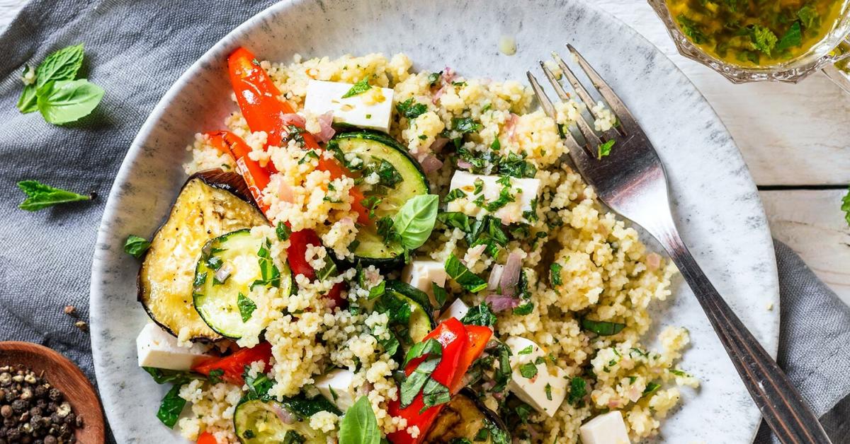 Couscous Salat mit Feta und Ofengemüse Simply Yummy