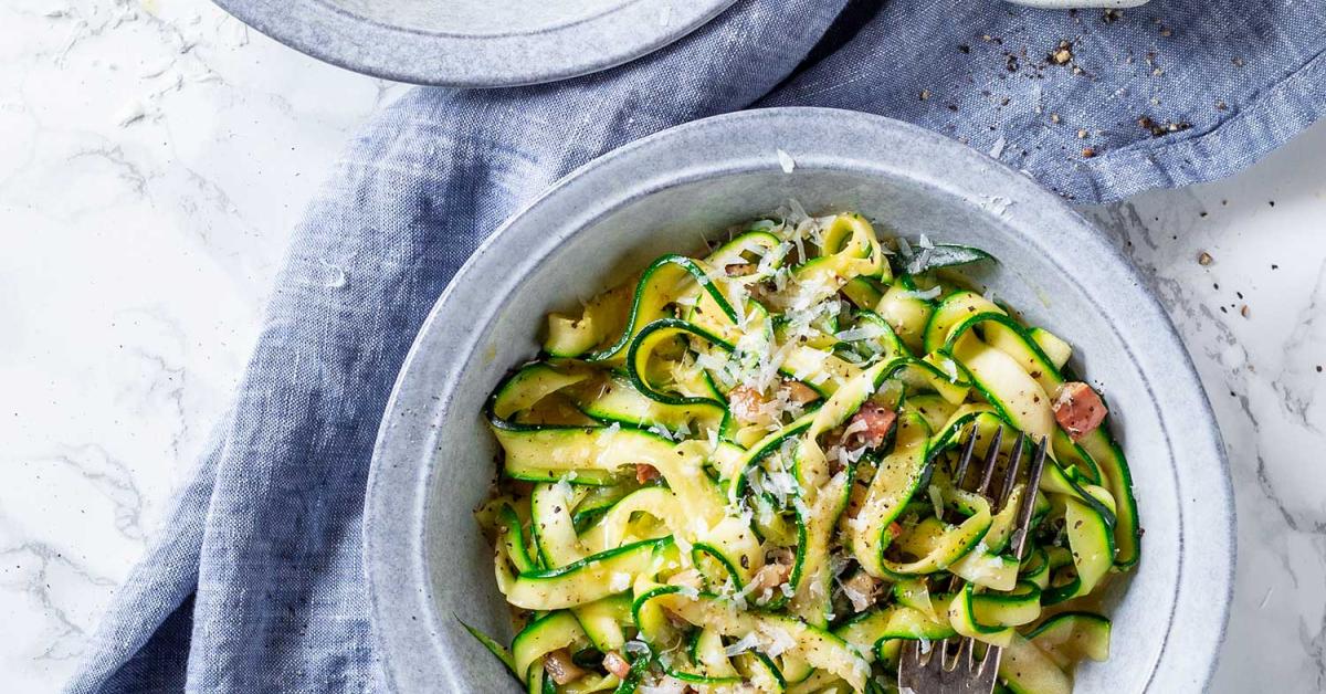 Zucchini Spaghetti Carbonara - Low Carb | Simply Yummy