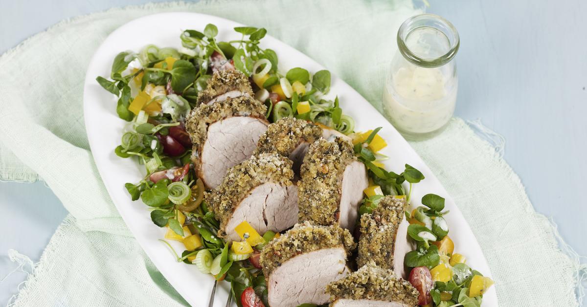 Schweinemedaillons mit Brunnenkressesalat